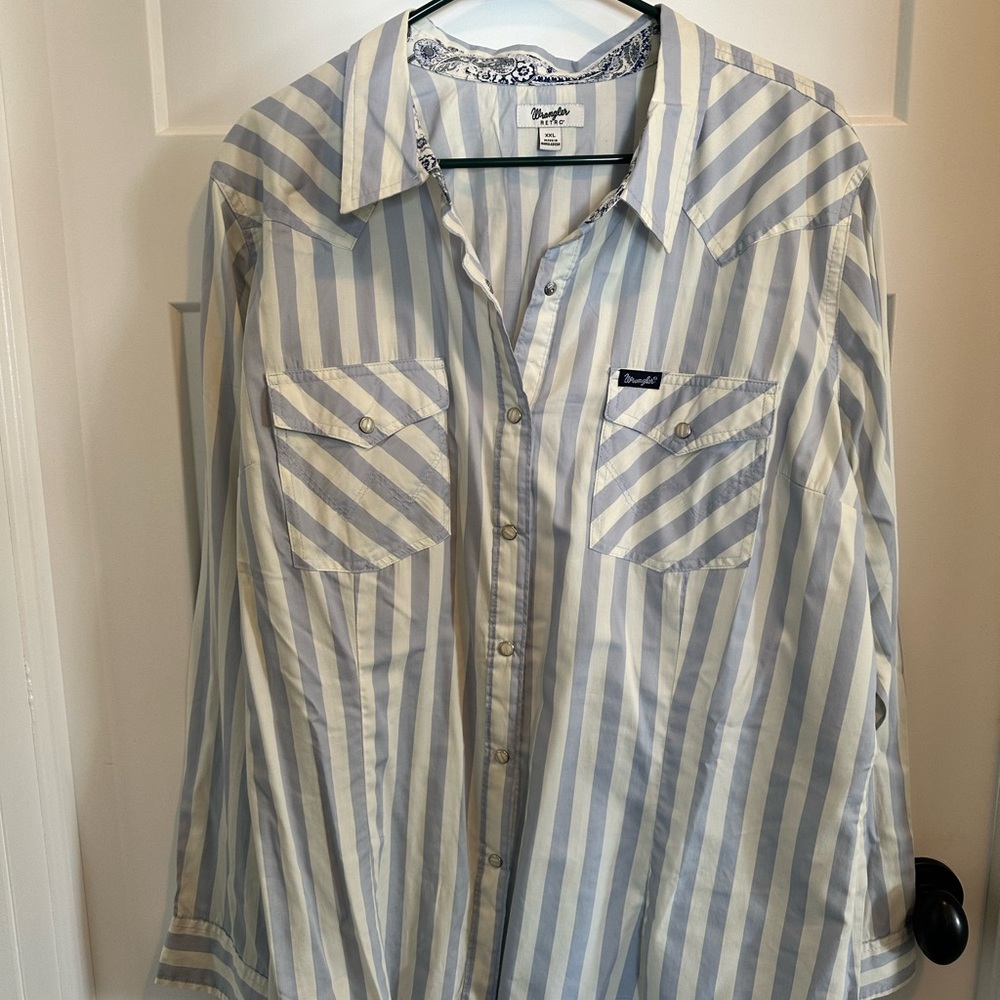 Blue Striped Wrangler Womens shirt